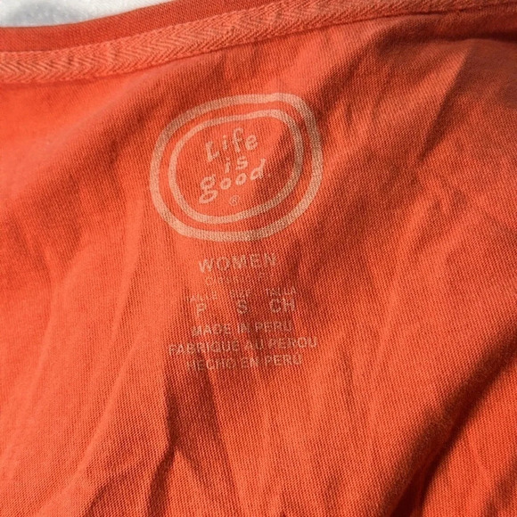 orange womens Life Is Good sole sisters tshirt size small - Picture 5 of 6